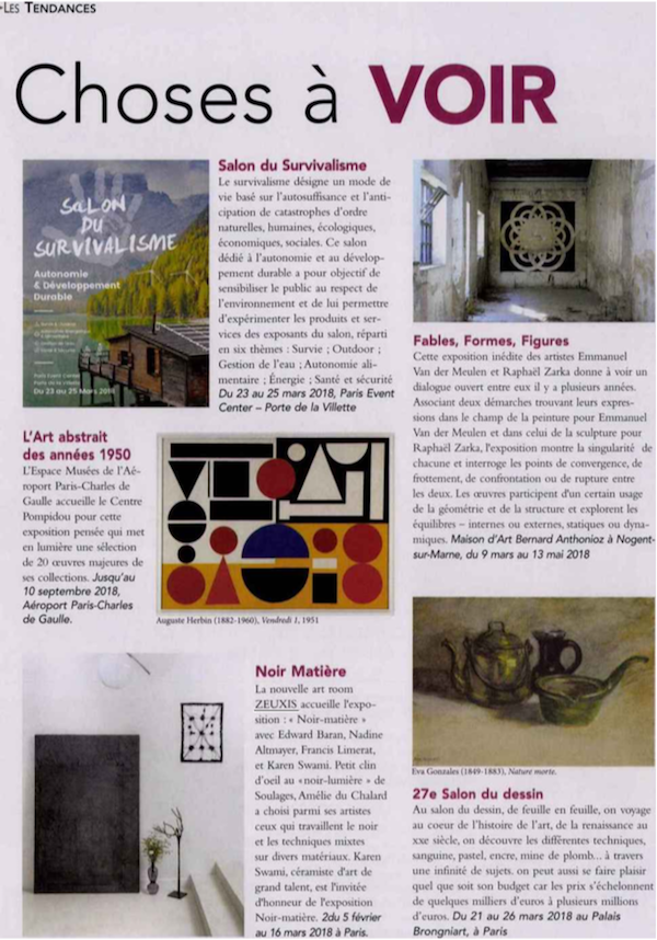 Zeuxis galerie d'art dans le magazine l'Officiel de la Maison