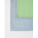 Composition of lemon green coloured paper on indigo blue